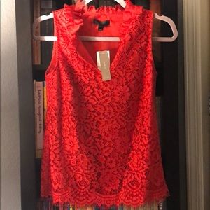Jcrew Red Lace Sleeveless Blouse (XXXS)